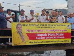Usai Ngadu ke Nizar, Warga Watugolong dan Barengkrajan Krian Kompak Cek Normalisasi Sungai 2,5 Kilometer Pemicu Banjir