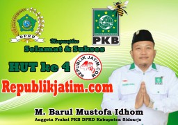 Anggota Fraksi PKB DPRD Sidoarjo, M Bahrul Mustofa Idhom Mengucapkan Selamat dan Sukses HUT ke 4 republikjatim.com