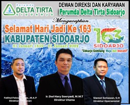 Dewan Direksi dan Karyawan Perumda Delta Tirta Sidoarjo Mengucapkan Selamat Hari Jadi ke 163 Kabupaten Sidoarjo