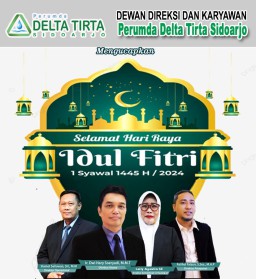 Dewan Direksi dan Karyawan Perumda Delta Tirta Sidoarjo Mengucapkan Selamat Hari Raya Idul Fitri 1445 Hijriyah