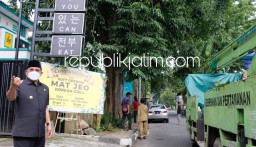 Rawan Roboh, Dua Pohon Sono Tua di Depan Kantor PLN Sidoarjo Ditebang Petugas DLHK