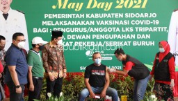 Peringatan May Day Di Sidoarjo Diisi Vaksin 500 Buruh, Gus Muhdlor Pastikan Disnaker Buka Posko Pengawasan THR
