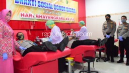 Peringati Hari Bhayangkara Ke 74, Polresta Sidoarjo Bakti Sosial Donor Darah