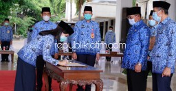 Prosesi Sumpah Terapkan Protokol Kesehatan, Pj Bupati Sidoarjo Minta 506 PNS Baru Tak Perhitungan dalam Bekerja