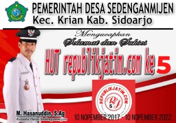 Pemerintah Desa Sedenganmijen, Kecamatan Krian Mengucapkan Selamat HUT republikjatim.com ke 5 Tahun