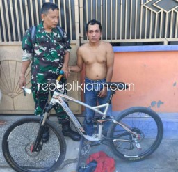 Pencuri Sepeda Onthel di Krian Tertangkap, Nyaris Babak Belur Dihajar Massa Diamankan Babinsa
