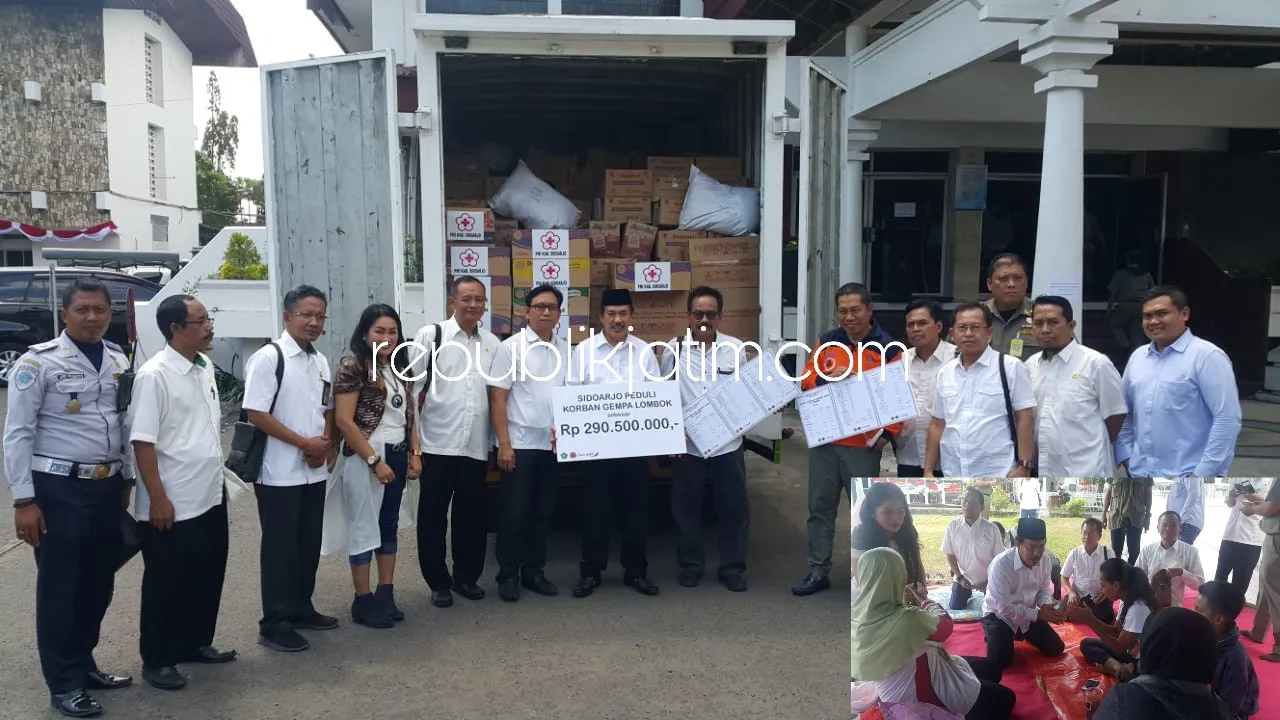Wabup Sidoarjo Serahkan Bantuan Rp 290 Juta dan Sembako 1 Truk untuk Gempa Lombok