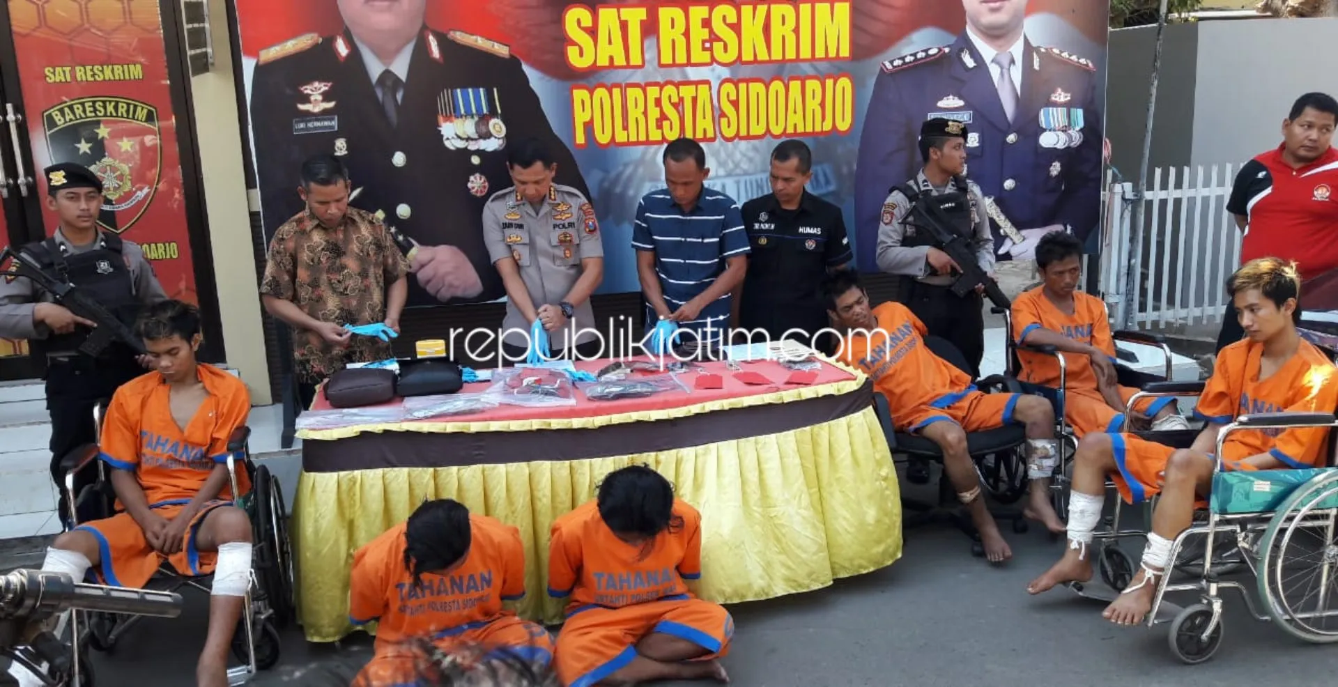 Polisi Sidoarjo Tembak Empat Komplotan Curanmor Bersenjata Bondet Asal Pasuruan