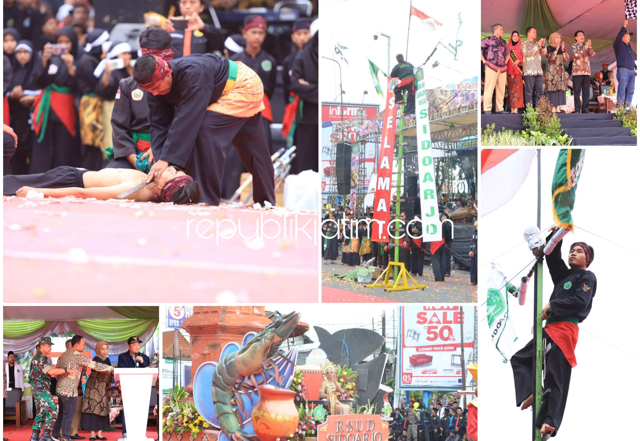 BERANGKATKAN - Bupati Sidoarjo, Saiful Ilah bersama Forkopimda memberangkatkan peserta Sidoarjo Delta Carnival mulai dari JL A Yani Sidoarjo, Minggu (24/03/2019).