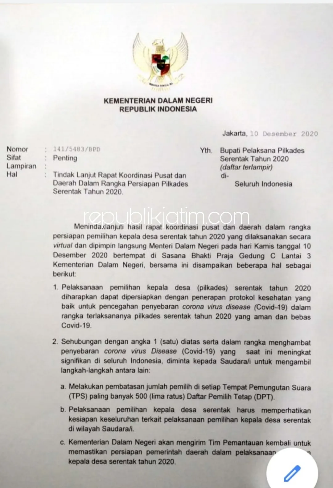 Harus Tambah TPS dan Anggaran Rp 14 Miliar, Pilkades Sidoarjo Bakal Tetap Digelar 20 Desember