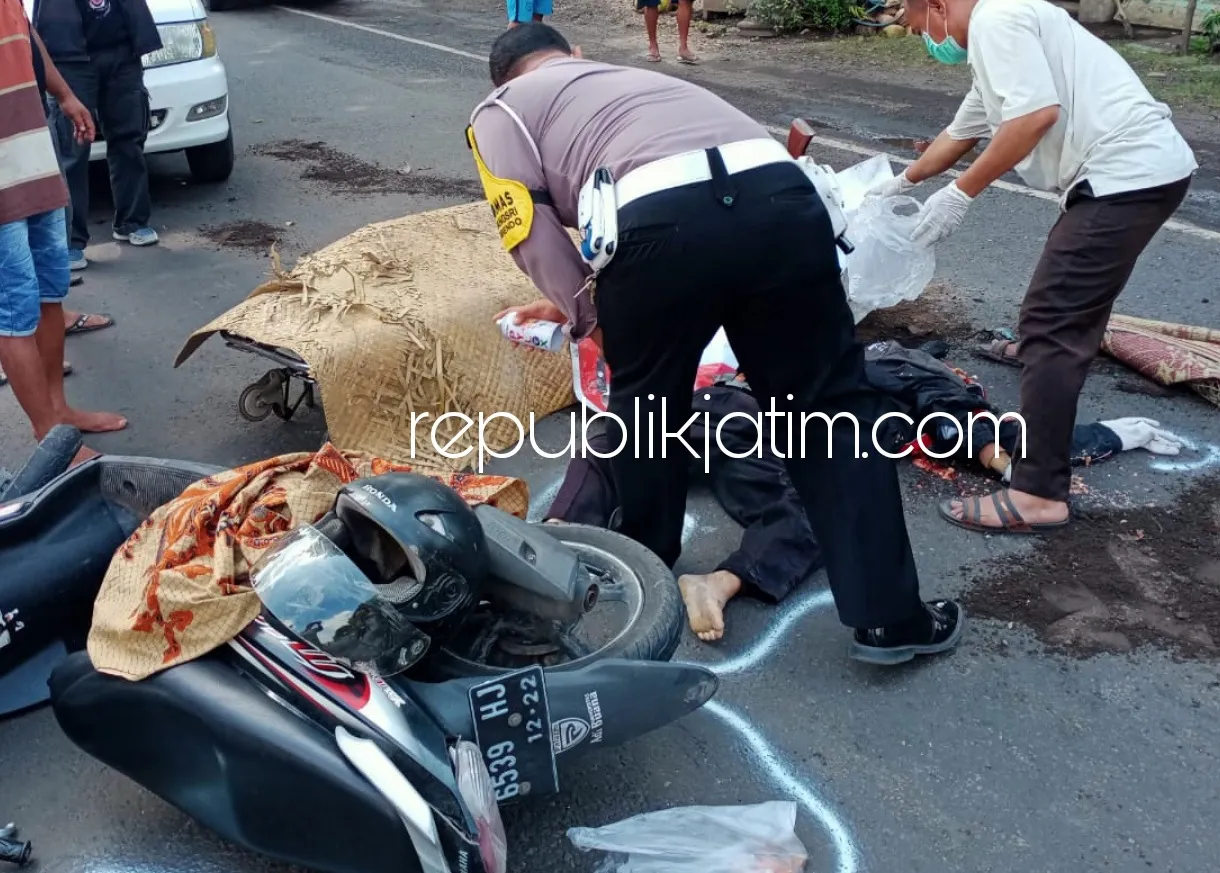 Jalan Surabaya-Mojokerto Dipenuhi Kubangan, Pemotor Asal Taman Tewas Terlindas Ban Truk Trailer