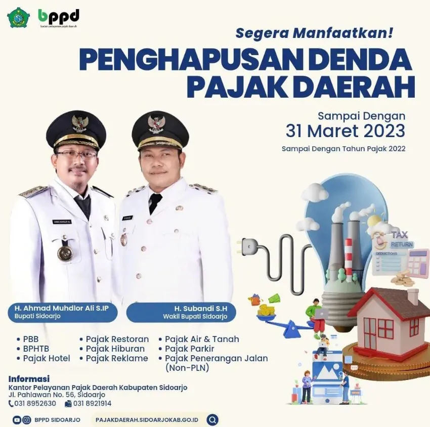 Hore Pemkab Sidoarjo Bebaskan 9 Jenis Pajak Daerah Selama 5 Bulan Ke Depan