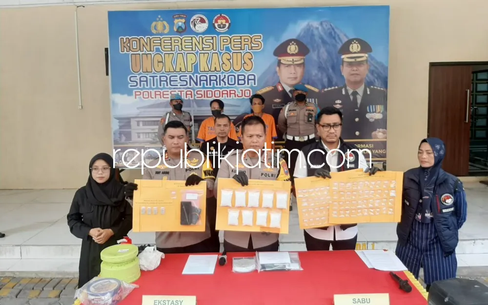 Dua Pengedar Sabu-Sabu Hampir Seberat 1 Kilogram Diringkus Polresta Sidoarjo