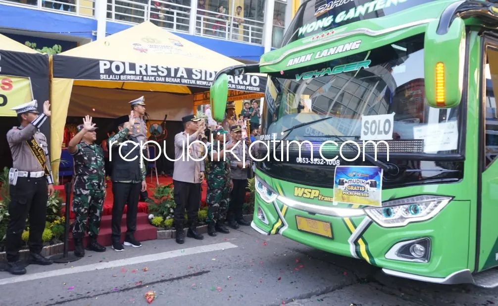 Wabup dan Forkopimda Sidoarjo Berangkatkan 10 Bus Mudik Bareng Gratis dari Terminal Bungurasih