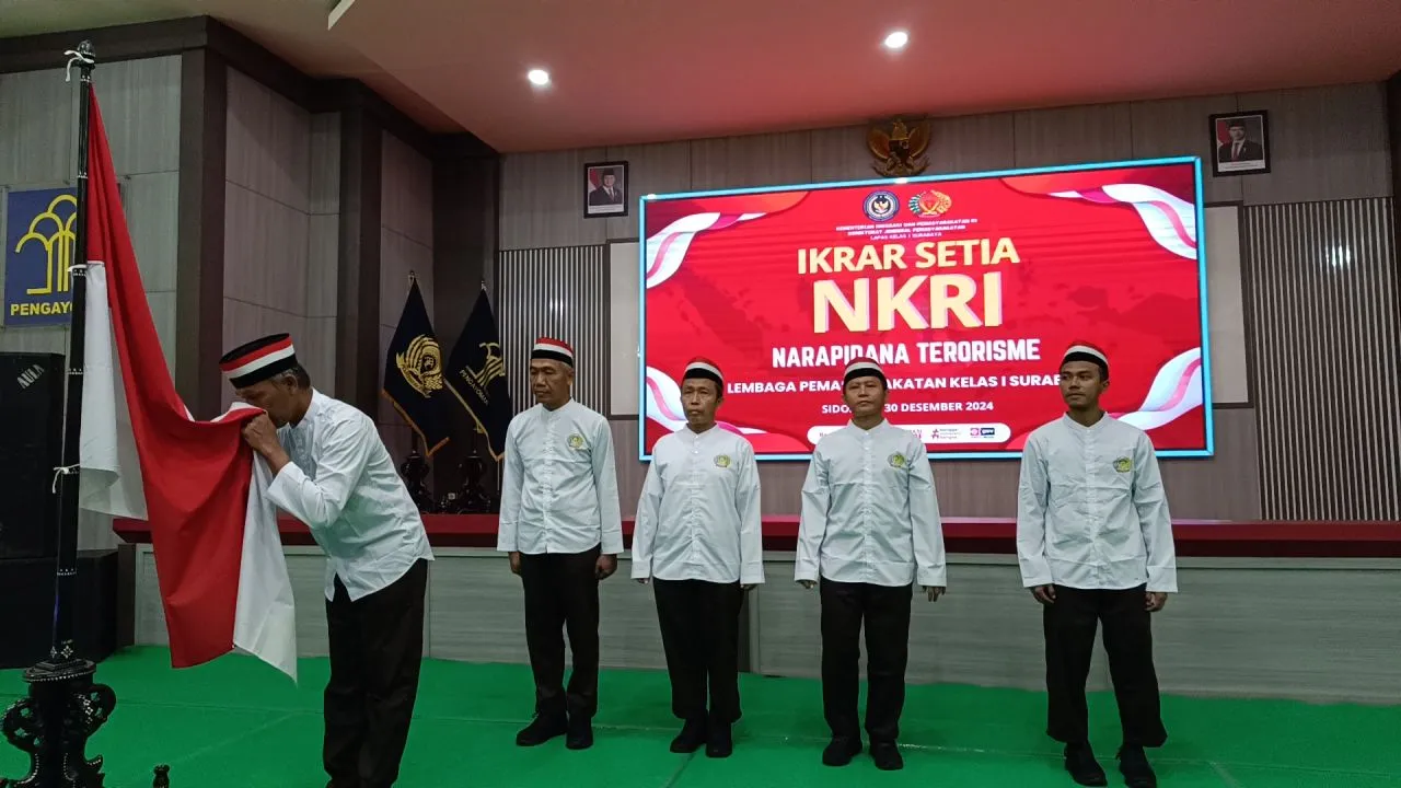 Sehari Jelang Tahun Baru, 5 Narapidana Terorisme Lapas Surabaya Kembali Ikrar Setia Kepada NKRI