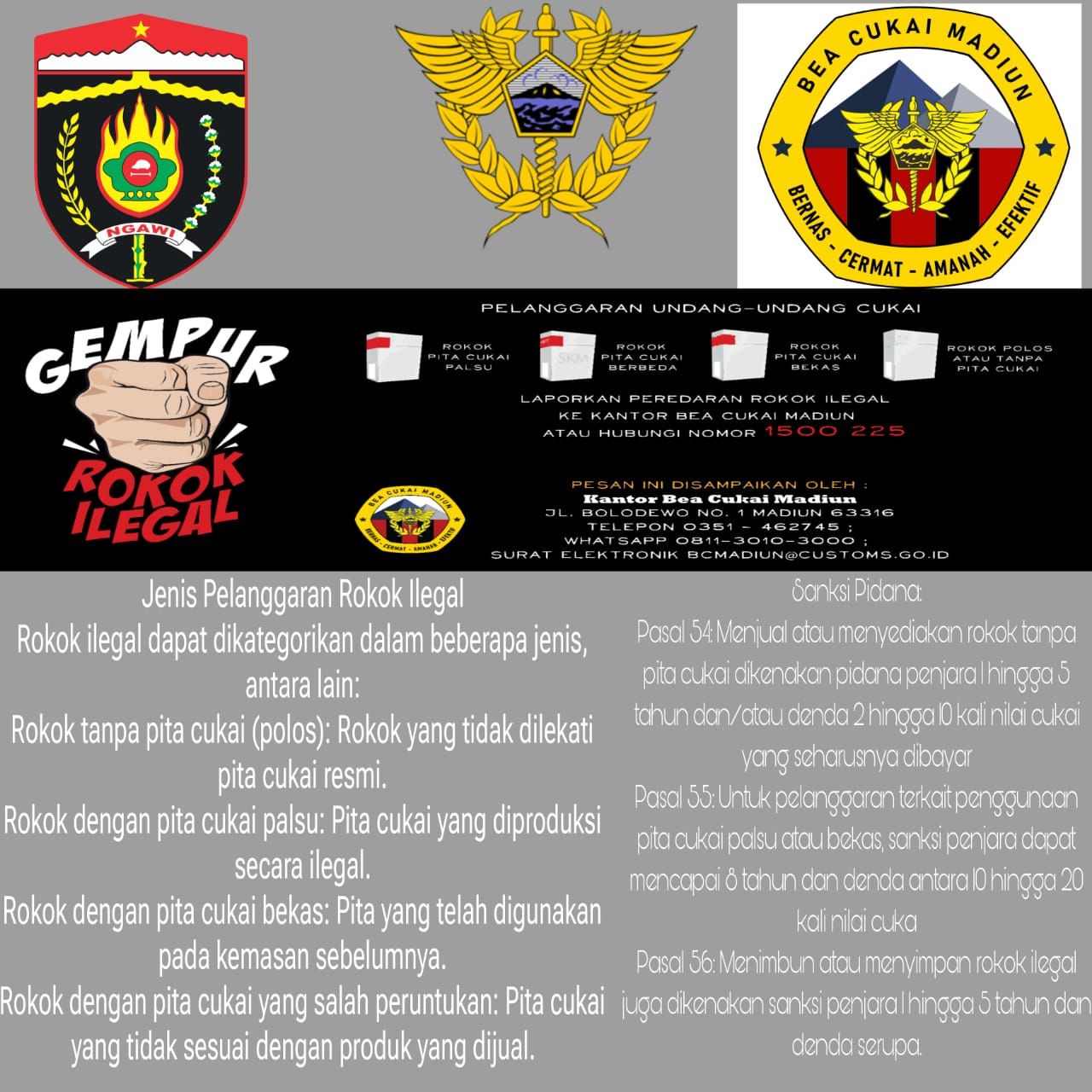 Ini Himbauan Penting Pemkab Ngawi dan Bea Cukai dalam memerangi peredaran rokok ilegal yang masuk program Gempur Rokok Ilegal