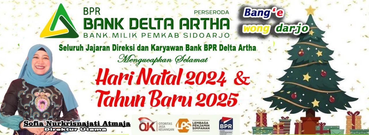 Seluruh Jajaran Direksi dan Karyawan Bank BPR Delta Artha Mengucapkan Selamat Hari Natal 2024 dan Tahun Baru 2025