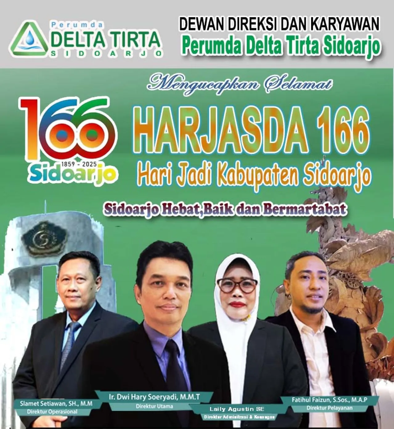 Dewan Direksi dan Karyawan Perumda Delta Tirta Sidoarjo Mengucapkan Selamat Hari Jadi ke 166 Kabupaten Sidoarjo