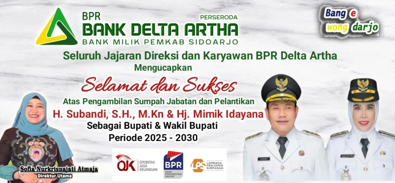 Seluruh Jajaran Direksi & Karyawan BPR Delta Artha Mengucapkan Selamat & Sukses Atas Pelantikan Bupati dan Wakil Bupati