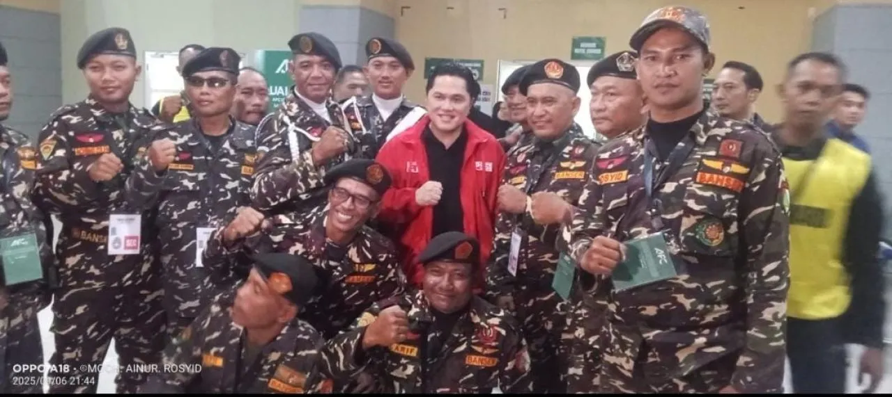Libatkan Banser Jatim, Erick Thohir Apresiasi dan Bangga Pengamanan Stadion GOR Delta di Kualifikasi Piala Asia U-23