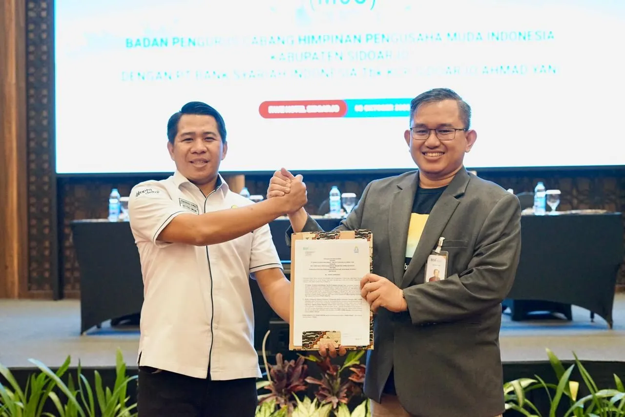 Dongkrak Pertumbuhan Ekonomi Daerah, HIPMI dan BSI Sidoarjo Jalin Sinergi Teken MoU saat RBPL