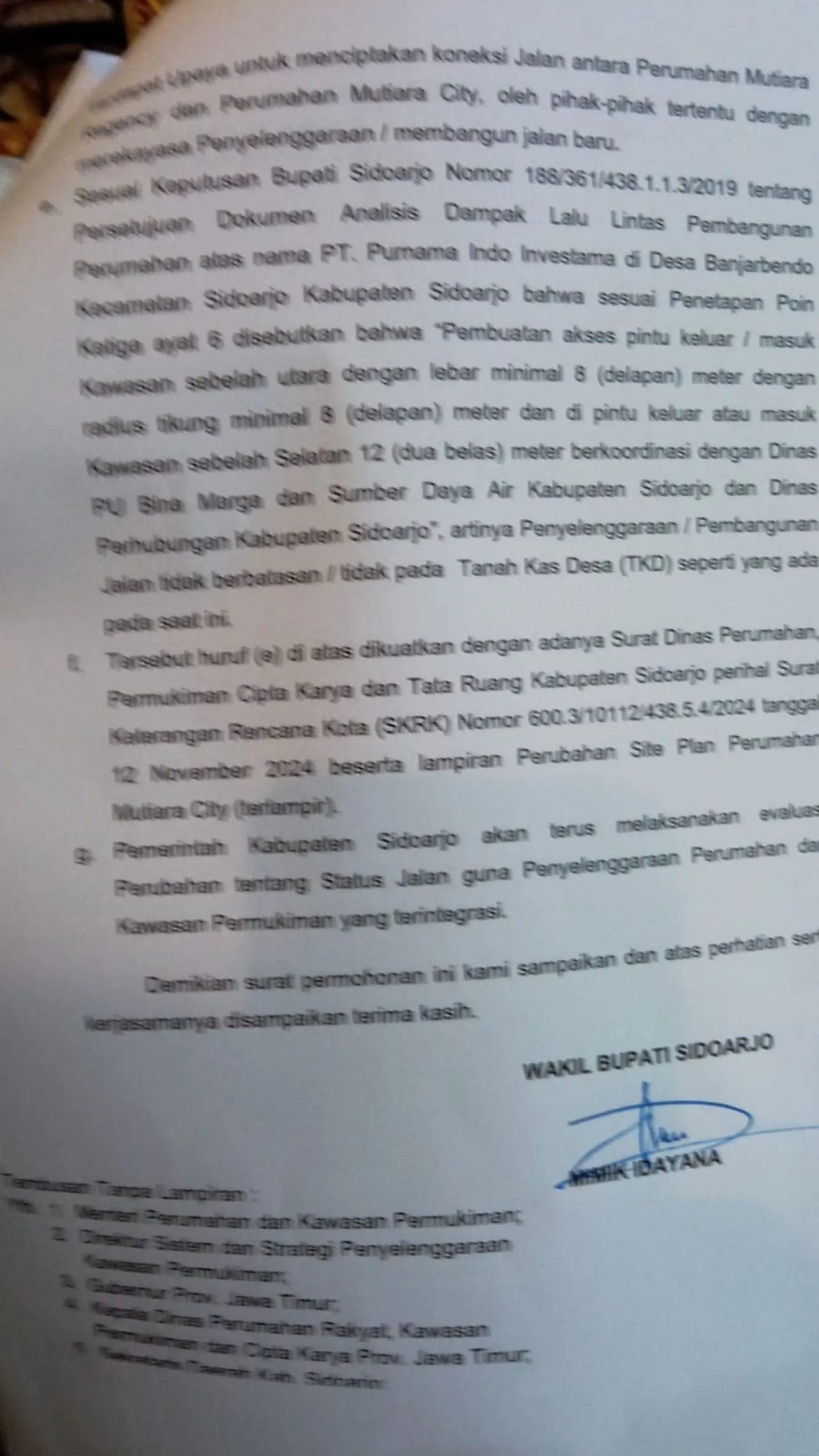 E Buddy Wabup Diduga Disabotase, Kirim Surat Manual ke Kementerian Soal Jalan Tembus Perumahan Mutiara Regency - City