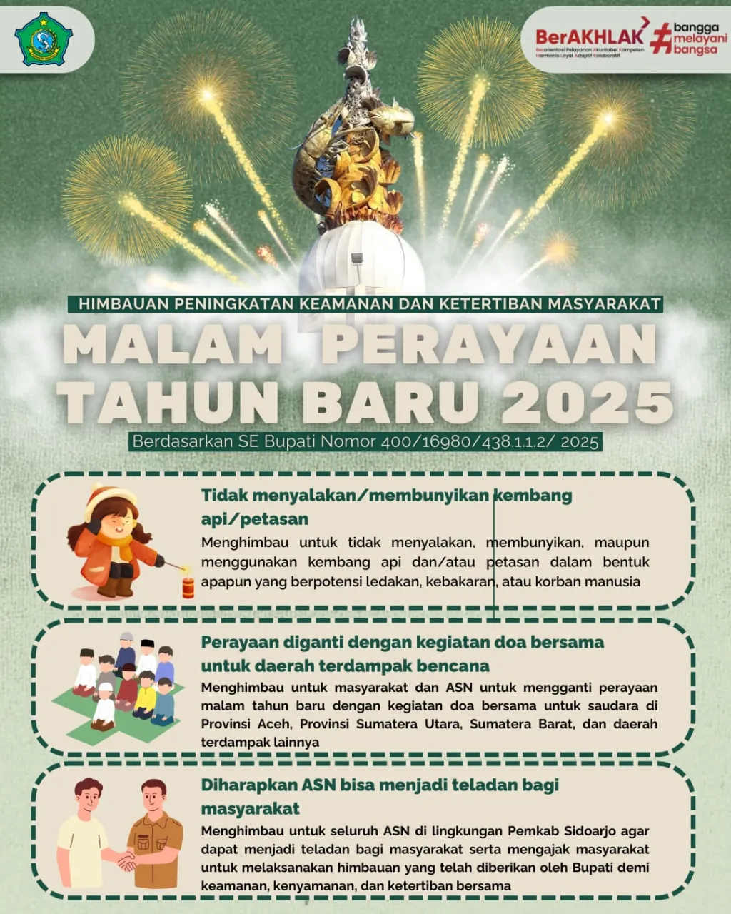 Bupati Sidoarjo Terbitkan SE Keamanan dan Ketertiban serta Larangan Nyalakan Petakan di Malam Tahun Baru 2026
