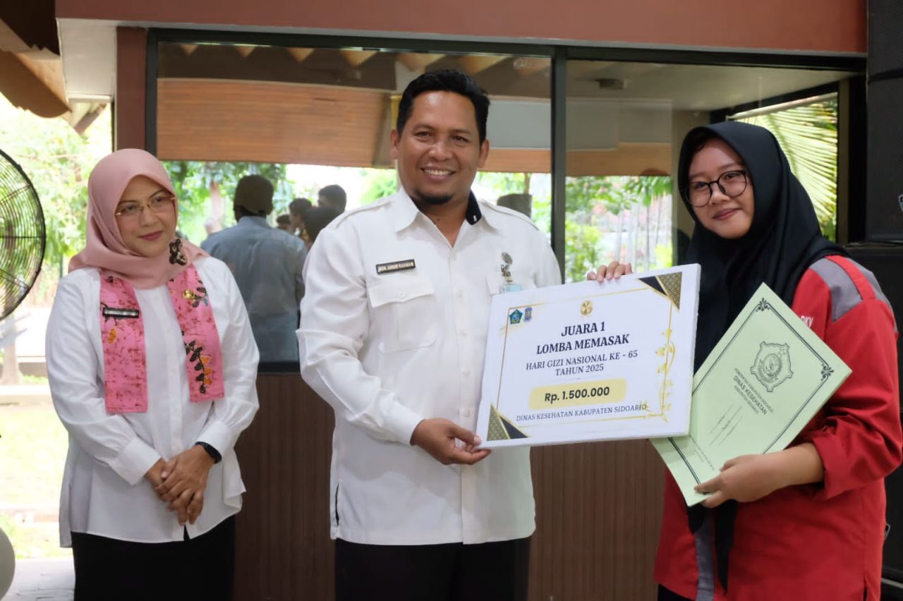 HGN - Dalam rangka memperingati Hari Gizi Nasional (HGN) ke 65 Pemkab Sidoarjo menggelar workshop bertema Pilih Makanan Bergizi untuk Keluarga Sehat di Pendopo Delta Wibawa, Rabu (05/02/2025).
