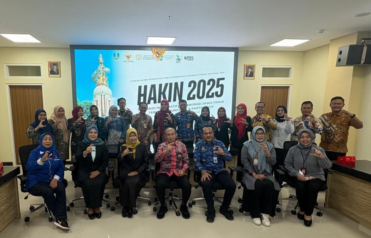 RAKOR - Para Komisioner Komisi Informasi (KI) Jatim rapat koordinasi teknis (Rakornis) Activity Campaign menjadi Puncak Peringatan Hari Keterbukaan Informasi Nasional (HAKIN) 2025 di Ruang Candi Pari Lantai 5 RSUD Sidoarjo, Selasa (20/05/2025).
