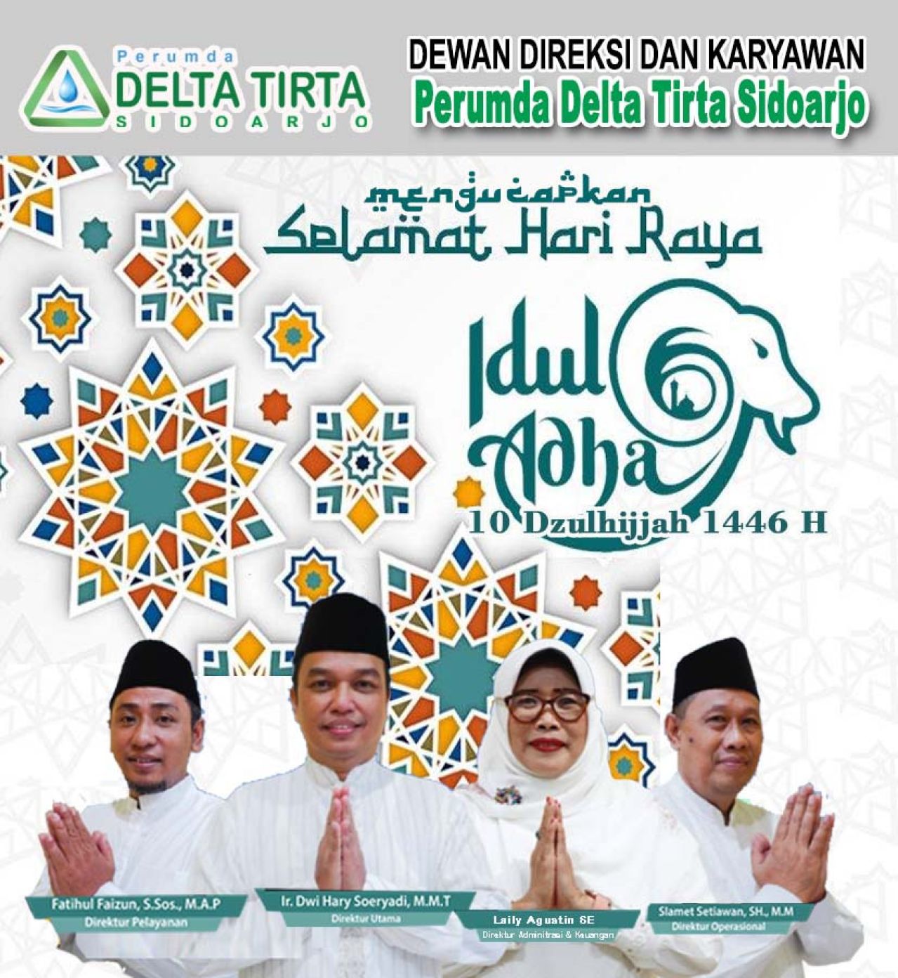 Dewan Direksi dan Karyawan Perumda Delta Tirta Sidoarjo Mengucapkan Selamat Hari Raya Iedul Adha 1446 Hijriyah