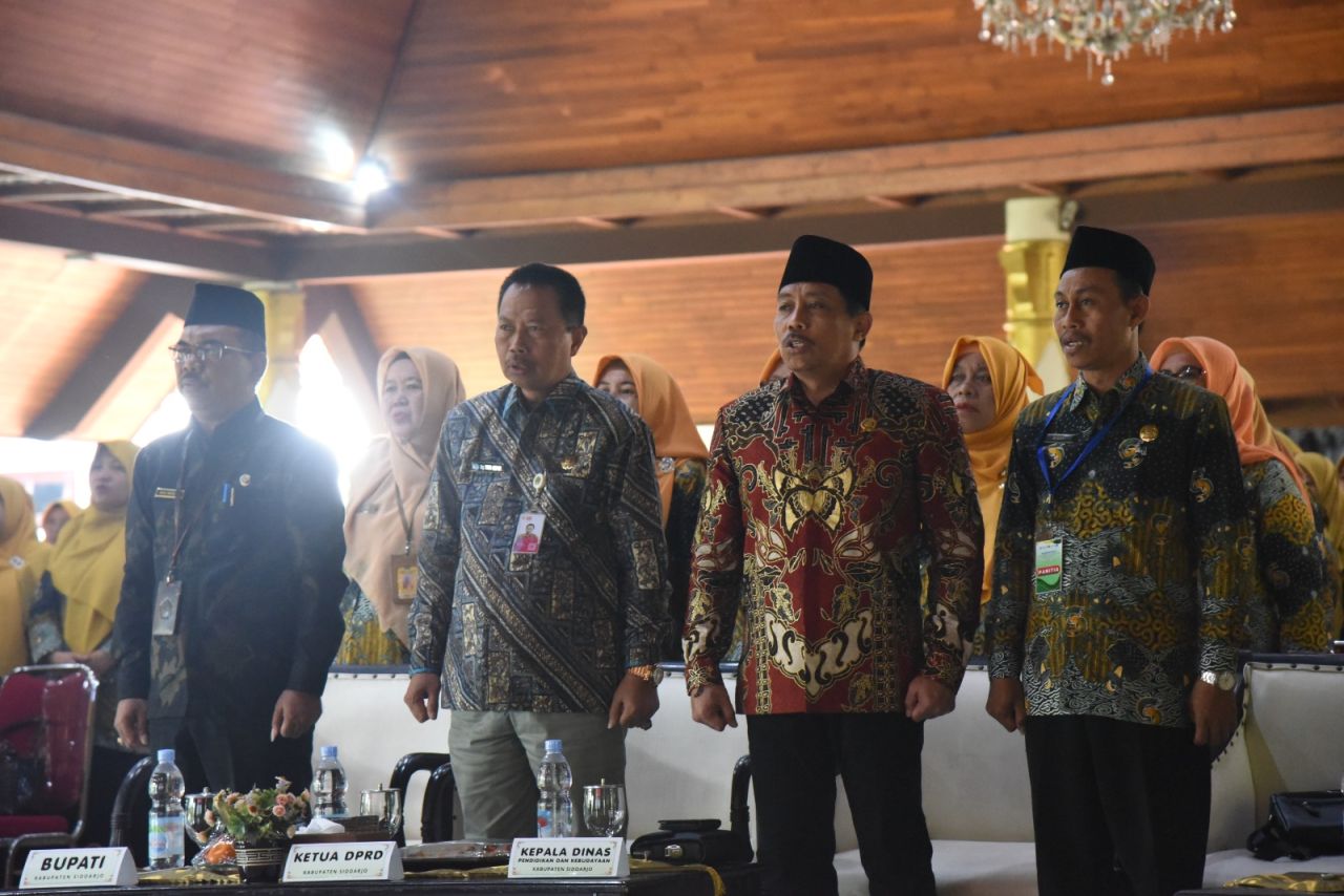 SDM - Sebanyak 200 guru Sekolah Dasar (SD) dan Kepala SD se Kecamatan Tulangan mengikuti acara peningkatkan Sumber Daya Manusia (SDM) dan Pengembangan Keprofesian Berkelanjutan (PKB) di Pendopo Delta Wibawa, Selasa (22/07/2025).
