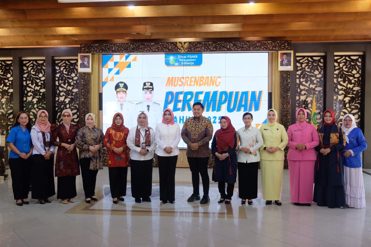 MUSRENBANG - Wabup Sidoarjo Mimik Idayana membuka Musrenbang Perempuan 2025 yang digelar Dinas Pemberdayaan Perempuan, Perlindungan Anak, dan Keluarga Berencana (P3AKB) di Pendopo Delta Wibawa, Rabu (20/08/2025).