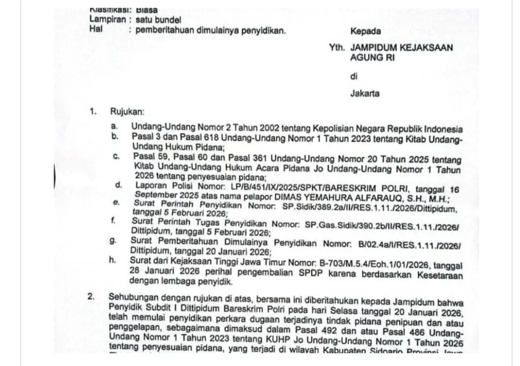Bareskrim Jadwalkan Pekan Depan Periksa Dua Pejabat Sidoarjo Terlapor Kasus Dugaan Invetasi Properti Rp 28 Miliar