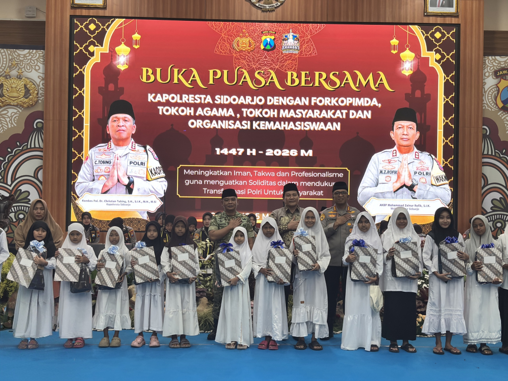 BUKA - Bupati Sidoarjo Subandi, Kapolresta Sidoarjo Kombes Pol Christian Tobing, Dandim 0816 Sidoarjo Letkol Shobirin Setio U, jajaran Forkopimda, mahasiswa serta tokoh masyarakat, Kamis (05/03/2026).