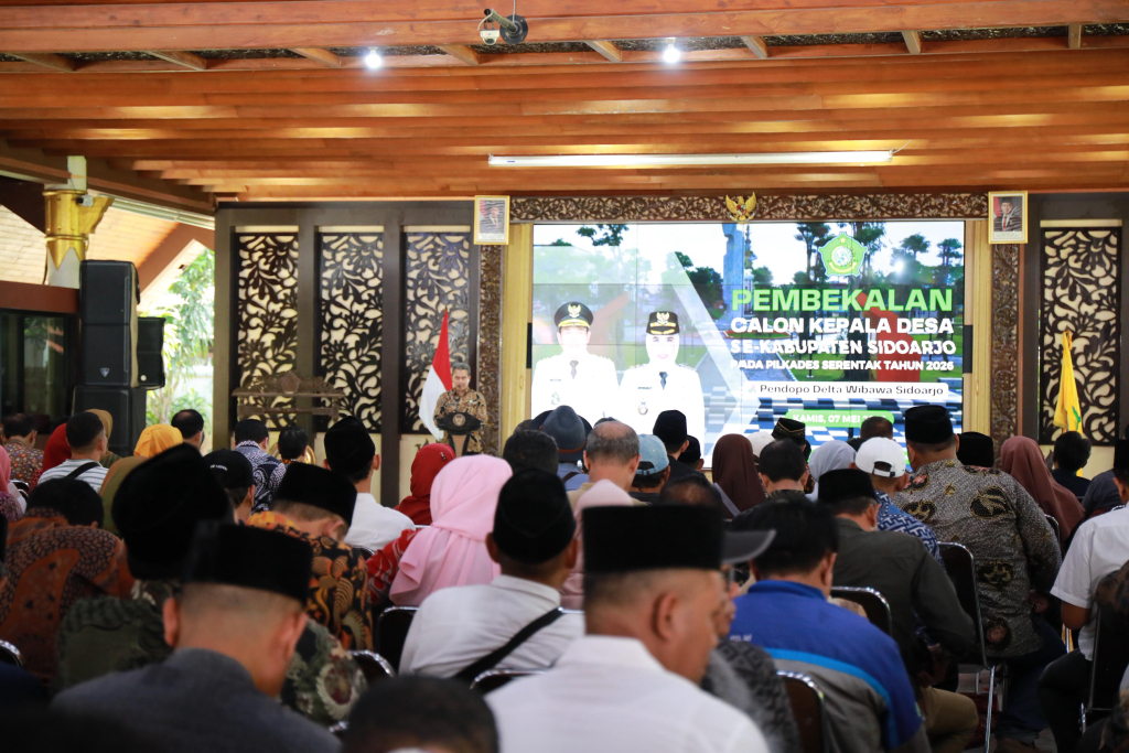 PEMBEKALAN - Sebanyak 230 Calon Kepala Desa (Cakades) mengikuti acara pembekalan Cakades pada Pemilihan Kepala Desa (Pilkades) Serentak Tahun 2026 di Pendopo Delta Wibawa, Kamis (07/05/2026).