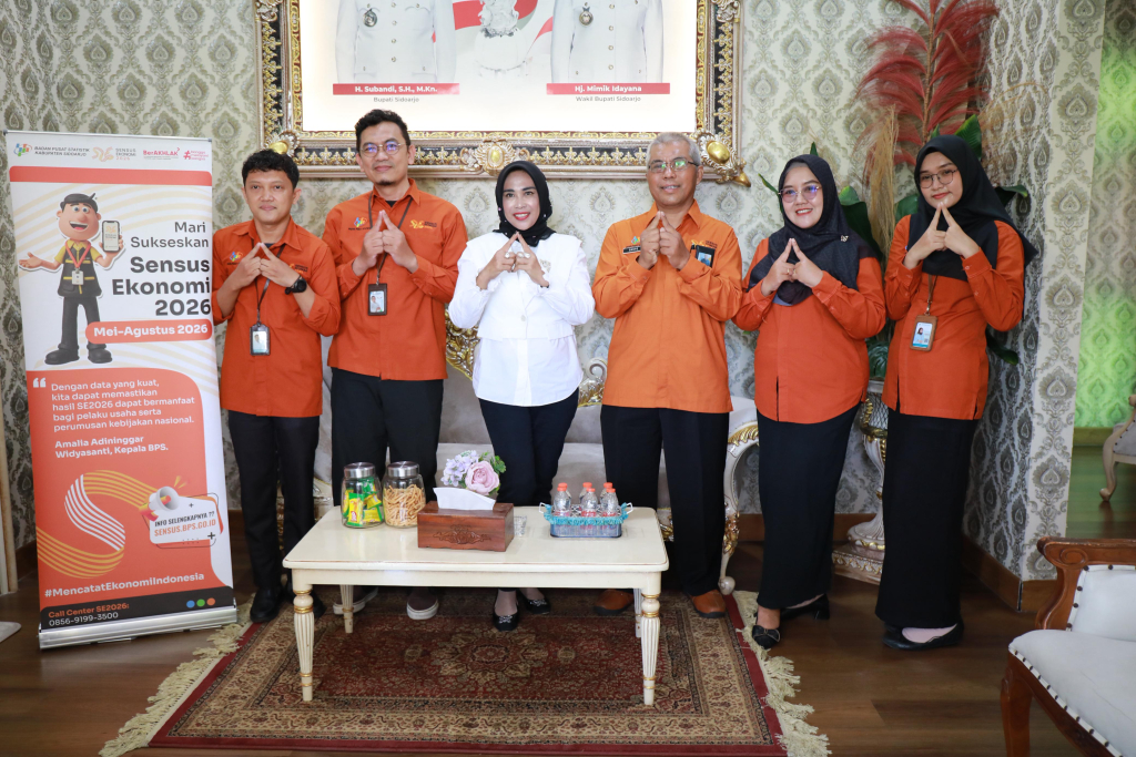 AUDIENSI - Wakil Bupati (Wabup) Sidoarjo Mimik Idayana menerima audiensi Badan Pusat Statistik (BPS) Kabupaten Sidoarjo soal pelaksanaan dan persiapan Sensus Ekonomi Tahun 2026 di Rumah Dinas Wabup Sidoarjo, Rabu (13/05/2026).