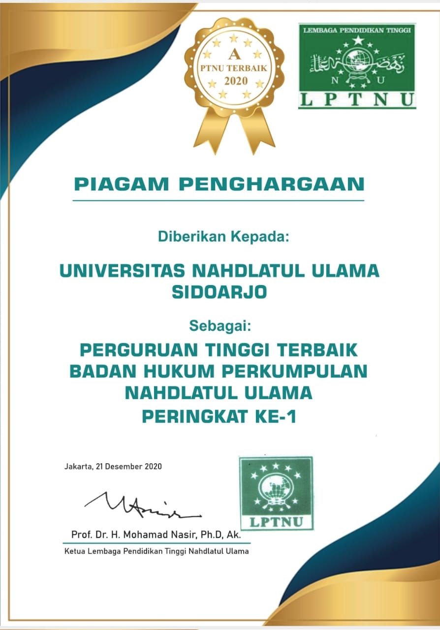 KAMPUS TERBAIK - Unusida meraih predikat sebagai Perguruan Tinggi Terbaik Peringkat 1 dari Badan Hukum Perkumpulan Nahdlatul Ulama, Rabu (23/12/2020).