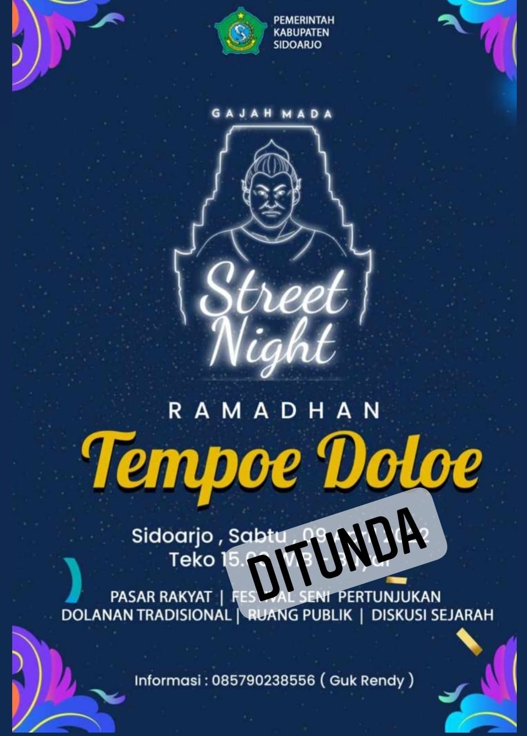 DITUNDA - Festival Gajah Mada Street Night Sidoarjo Tempo Doeloe ditunda dengan dalih rekayasa lalu lintas, Sabtu (09/04/2022).