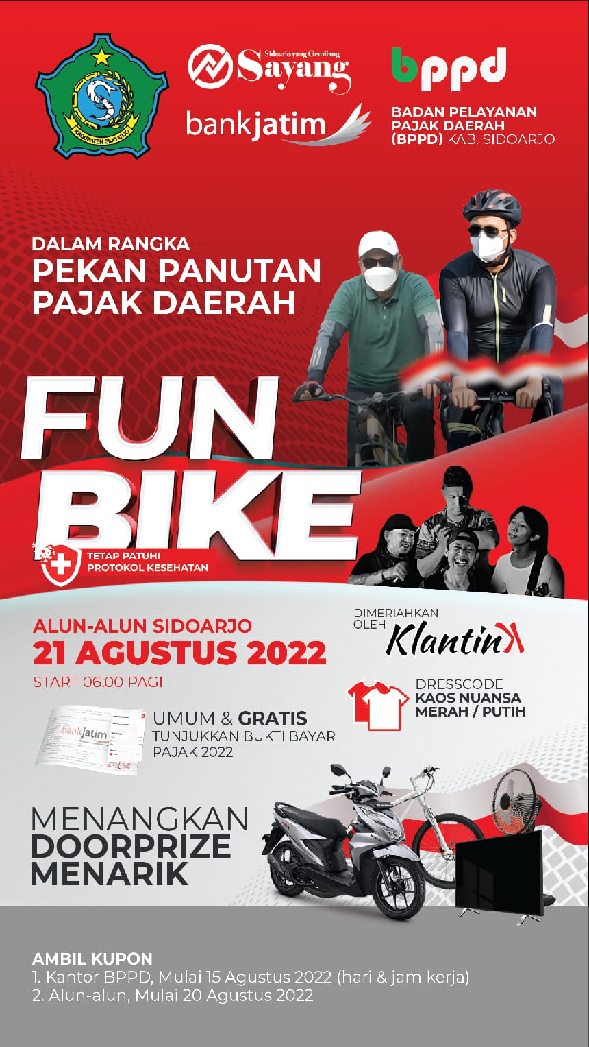 IKUTI Fun Bike Pekan Panutan Pajak BPPD Pemkab Sidoarjo gratis untuk umum
