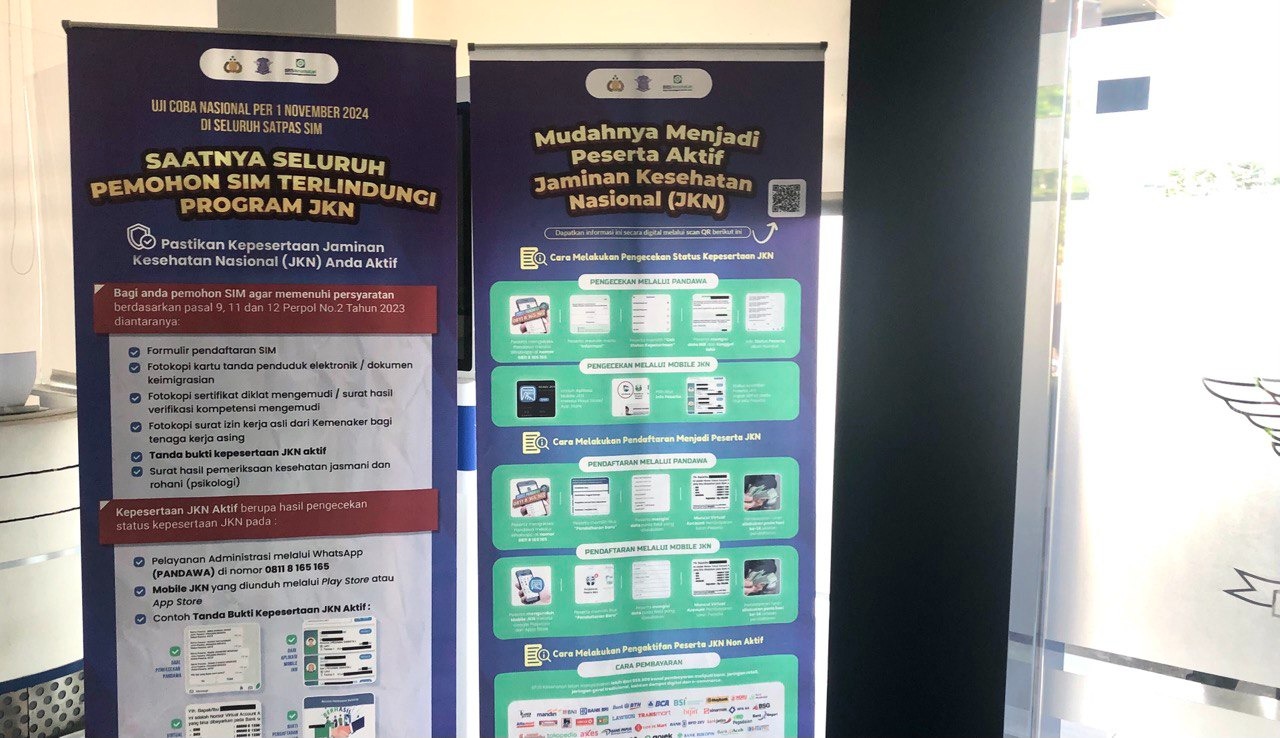 BPJS - Polri menunjukkan komitmen mendukung Program Jaminan Kesehatan Nasional (JKN) dengan penguatan sinergi bersama BPJS Kesehatan dalam uji coba pemberlakuan persyaratan kepesertaan JKN aktif bagi pemohon Surat Izin Mengemudi (SIM), Jumat (01/11/2024).