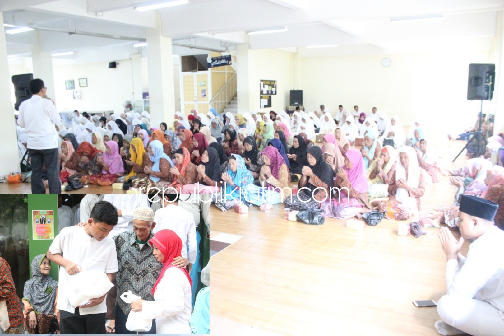 DOA DAN BERBAGI - Siswa kelas IX SMP dan kelas XII SMA Al Muslim menggelar acara doa bersama bersama orangtua dan lansia serta berbagi paket sembako menjelang menghadapi UNBK Tahun 2019, Sabtu (23/02/2019).