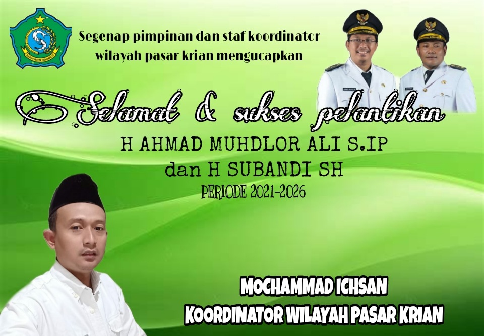 Koordinator Pasar Krian Mengucapan Selamat dan Sukses atas Pelantikan Bupati dan Wakil Bupati Sidoarjo