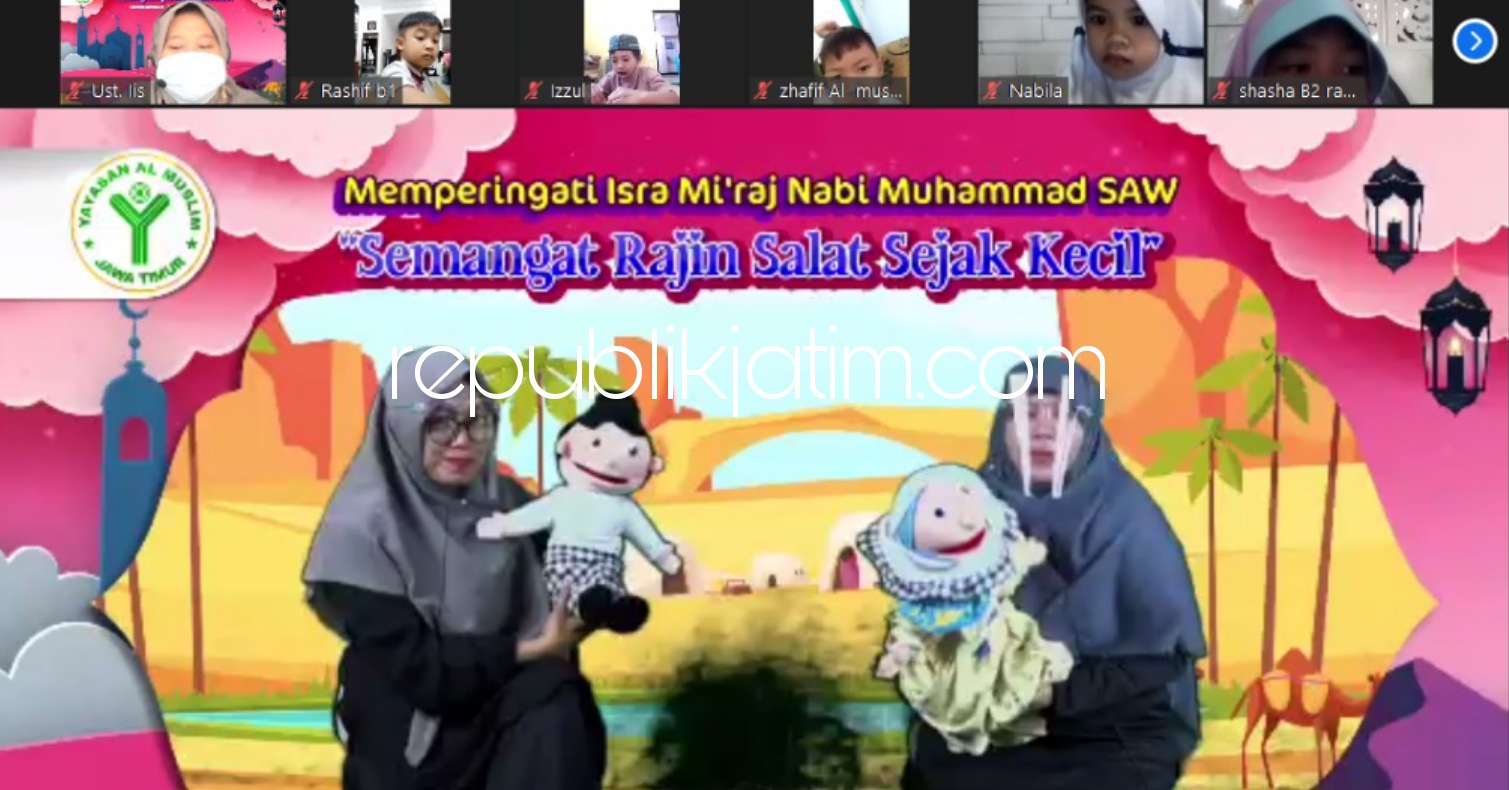 PERINGATAN - Peringatan Isra’ Mi’raj Nabi Muhamad SAW jatuh 11 Maret bagi KB-TK Al Muslim tidak menghalangi semangat untuk tetap merayakan 15 Maret 2021 secara virtual melalui zoom meet dan youtube Al Muslim, Senin (15/03/2021).