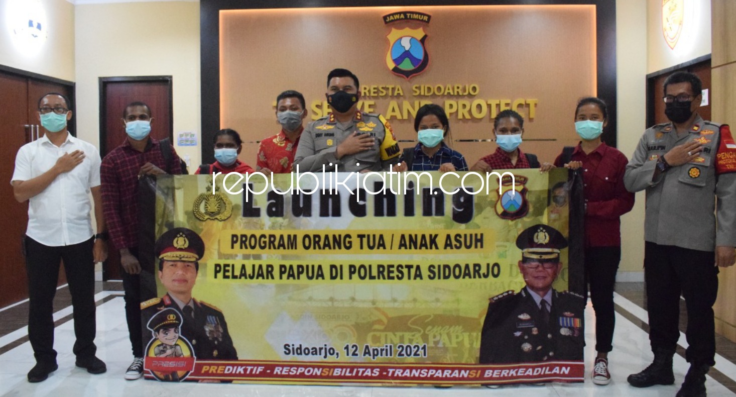 ASUH - Polresta Sidoarjo melaunching program orang tua asuh bagi pelajar Papua yang berdomisili di Sidoarjo, Senin (12/04/2021). 