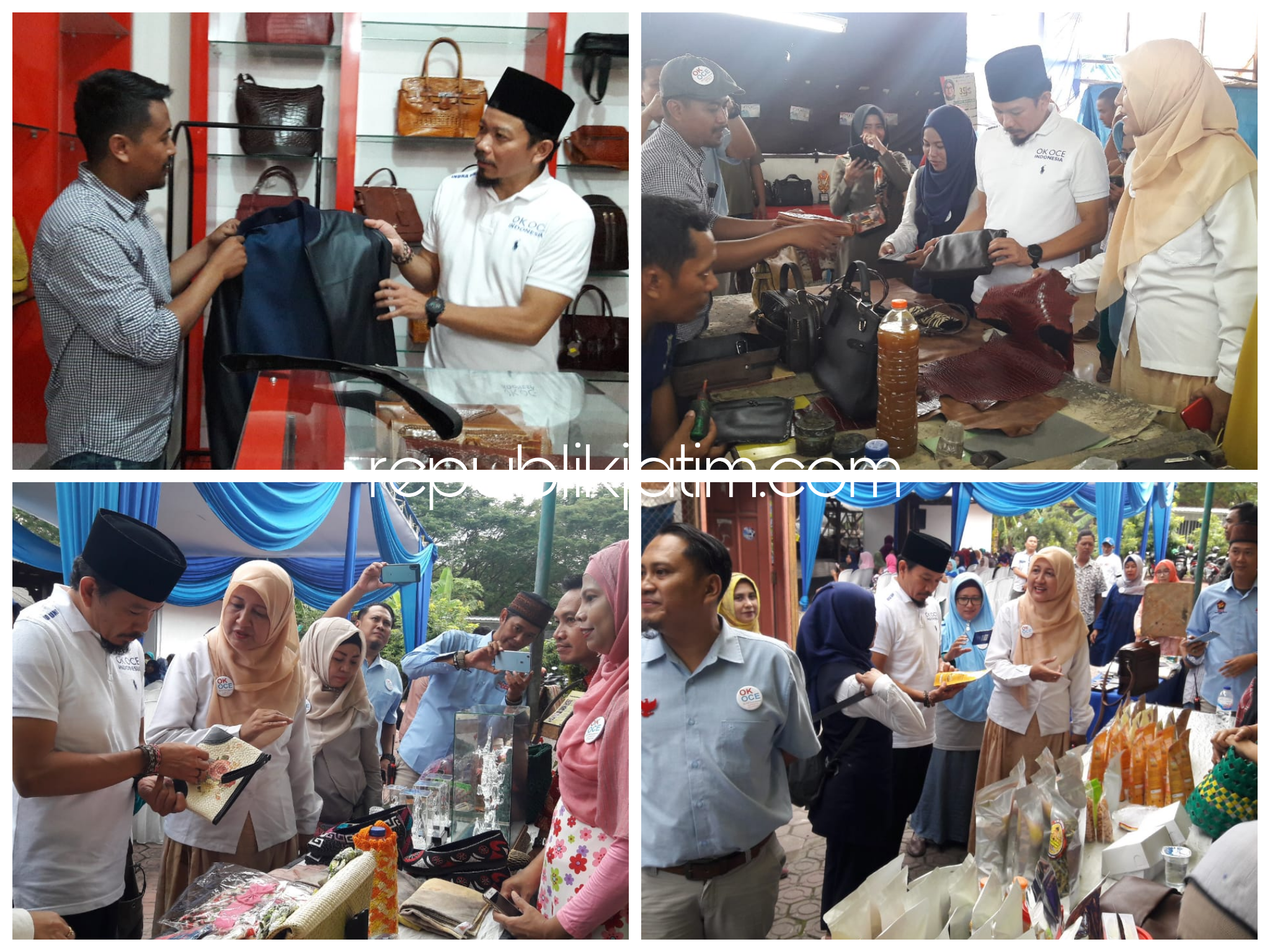 UMKM - Co Founder OK OCE Indonesia, Prof Indra C Uno melihat sejumlah produk UMKM di Desa Kludan, Kecamatan Tanggulangin, Sidoarjo mulai produk makanan hingga tas dan jaket kulit, Jumat (12/04/2019) sore.
