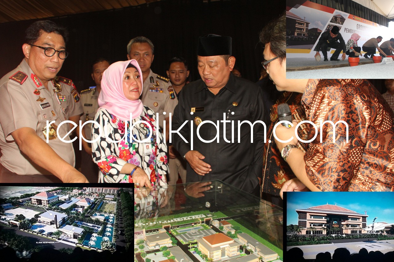 BARU - Polresta Sidoarjo memiliki kantor baru di JL Raya Desa Cemengkalang, Sidoarjo yang dibangun dengan dana hibah Rp 31,5 miliar dan ditandai pembangunannya dengan Groundbreaking yang dipimpin Kapolda Jatim Irjen Pol Machfud Arifin, Selasa (08/05/2018)