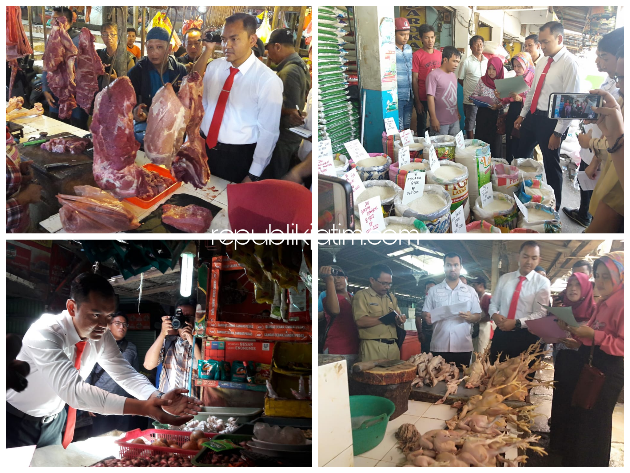 SIDAK - Tim Satgas Pangan Sidoarjo menggelar sidak di Pasar Larangan, Kecamatan Candi, Sidoarjo untuk memastikan harga sejumlah kebutuhan pokok, Senin (13/05/2019).