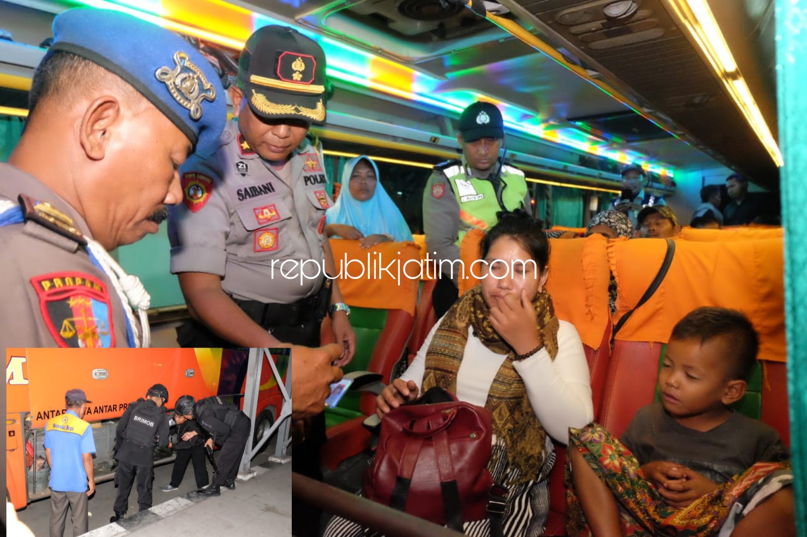 RAZIA - Kapolresta Sidoarjo, Kombes Pol Zain Dwi Nugroho memimpin razia di Terminal Purabaya, Bungurasih, Kecamatan Waru, Sidoarjo para penumpang yang hendak ke Jakarta, Sabtu (18/05/2019) malam. 