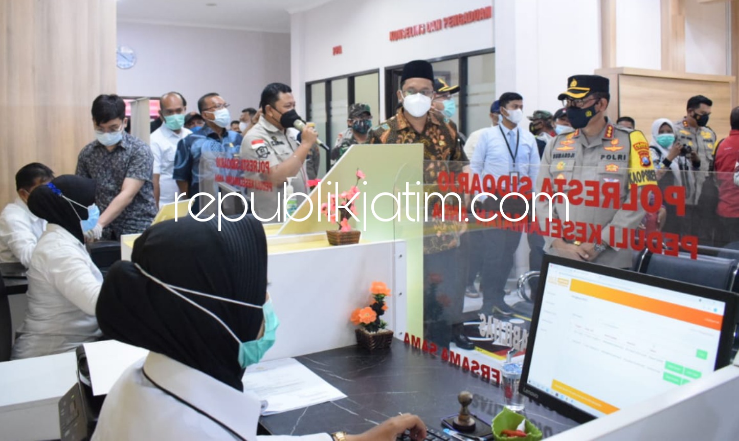 MMPP - Kapolresta Sidoarjo, Kombes Pol Sumardji meresmikan Mall Mini Pelayanan Polri (MMPP) yang menyediakan 12 pelayanan di Polresta Sidoarjo bersama Bupati Sidoarjo, Ahmad Muhdlor Ali (Gus Muhdlor) dan Forkopimda, Kamis (20/05/2021).