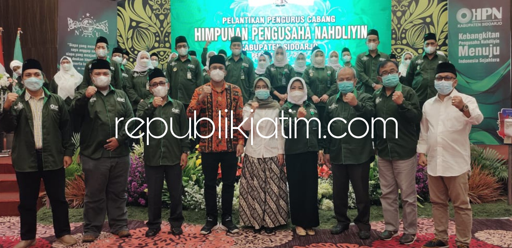 PELANTIKAN - Bupati Sidoarjo, Ahmad Muhdlor Ali (Gus Muhdlor) memberi sambutan saat pelantikan pengurus Himpunan Pengusaha Nahdliyin (HPN) Cabang Sidoarjo di Fave Hotel Sidoarjo, Rabu (26/05/2021). 